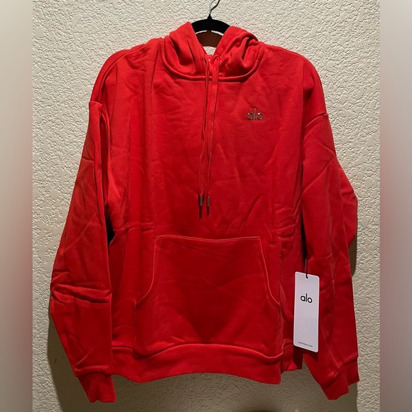 ALO Yoga NWT Accolade Hoodie Bright Red Color Unisex Oversized Size L - Picture 5 of 10